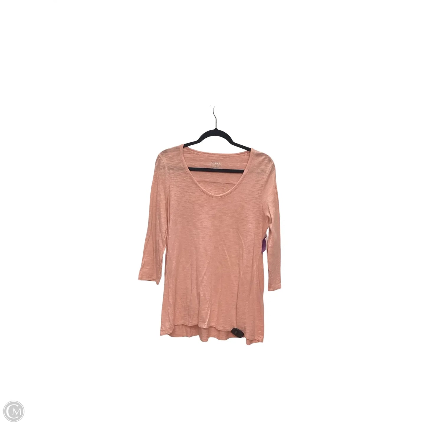Top Long Sleeve Basic By Chicos In Peach, Size: M