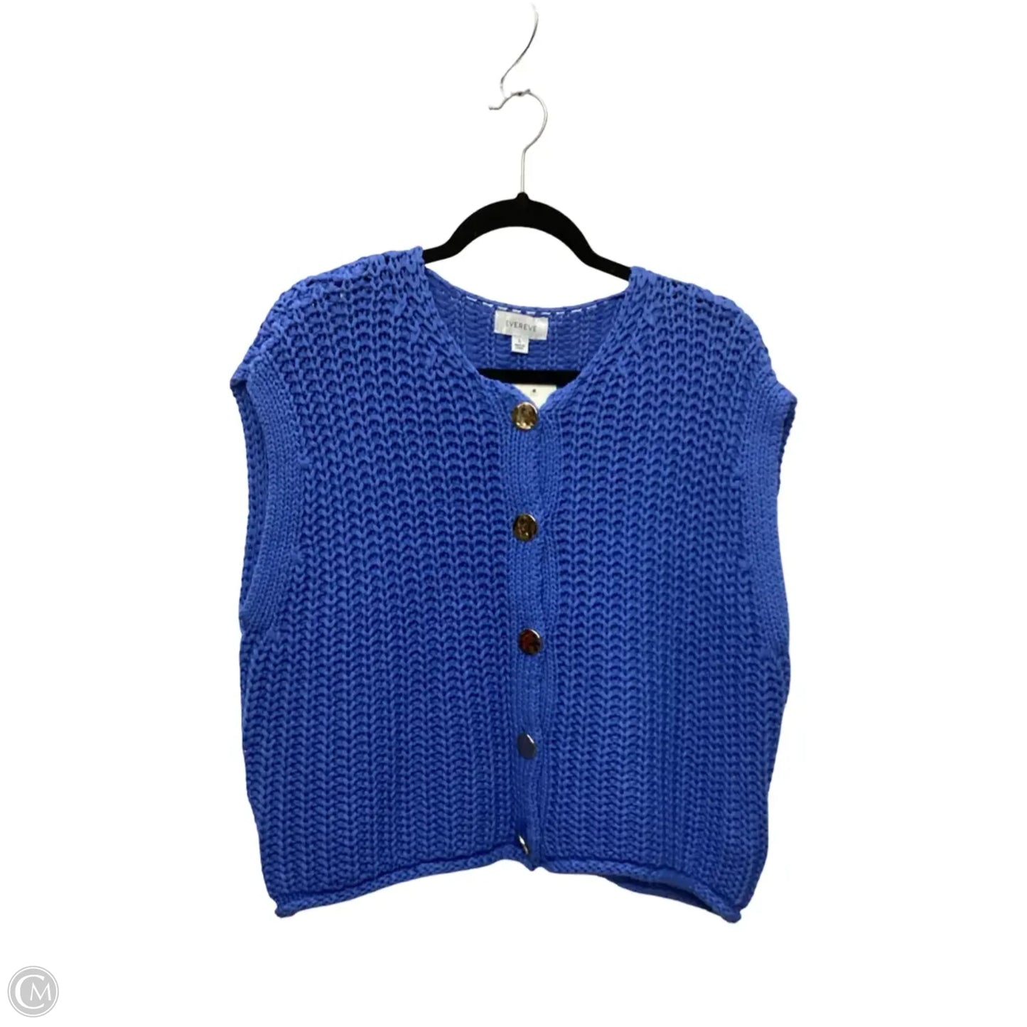 Designer Sweater Cardigan By Evereve In Blue, Size: L