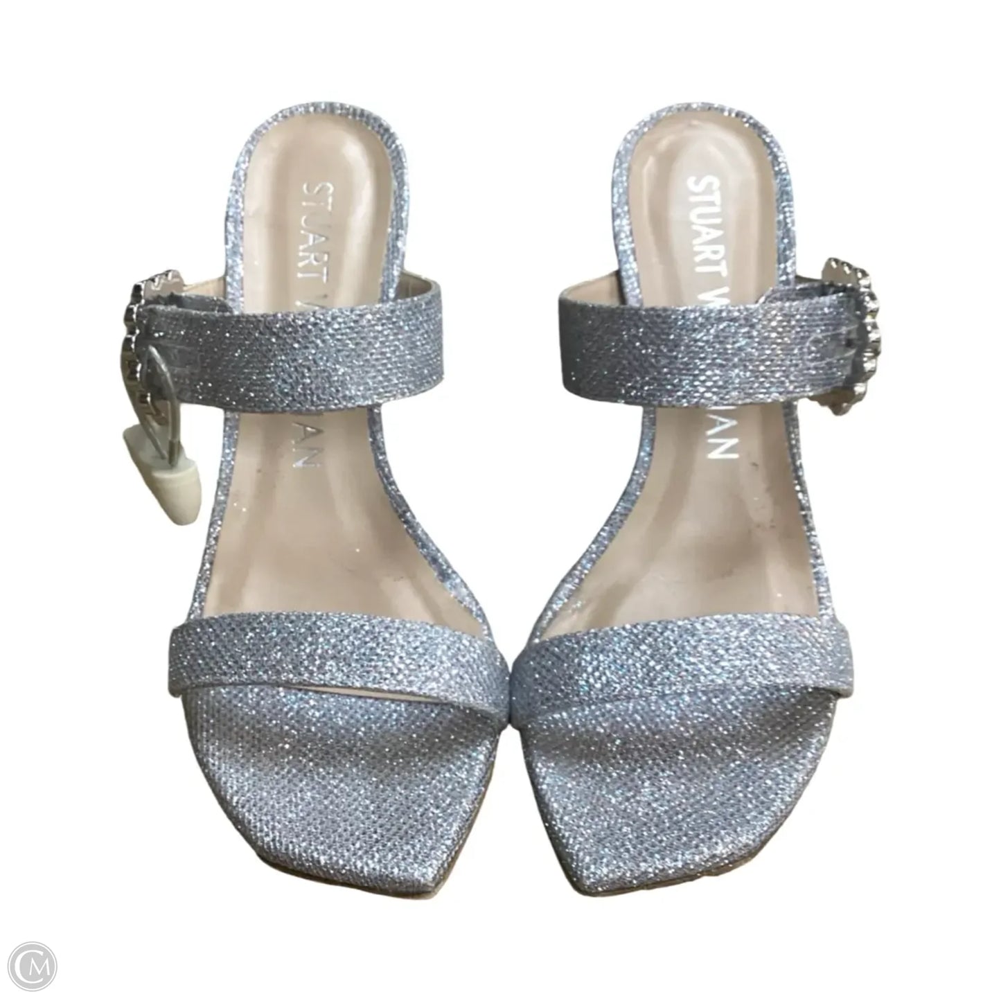 Sandals Designer By Stuart Weitzman In Silver, Size: 8.5