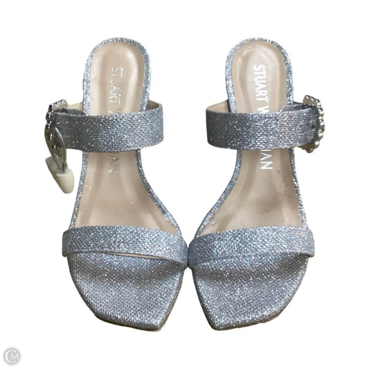 Sandals Designer By Stuart Weitzman In Silver, Size: 8.5