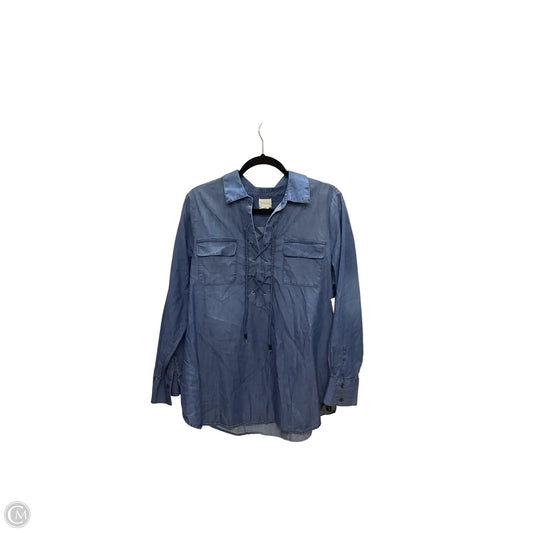 Blouse 3/4 Sleeve By Chicos In Blue Denim, Size: 2