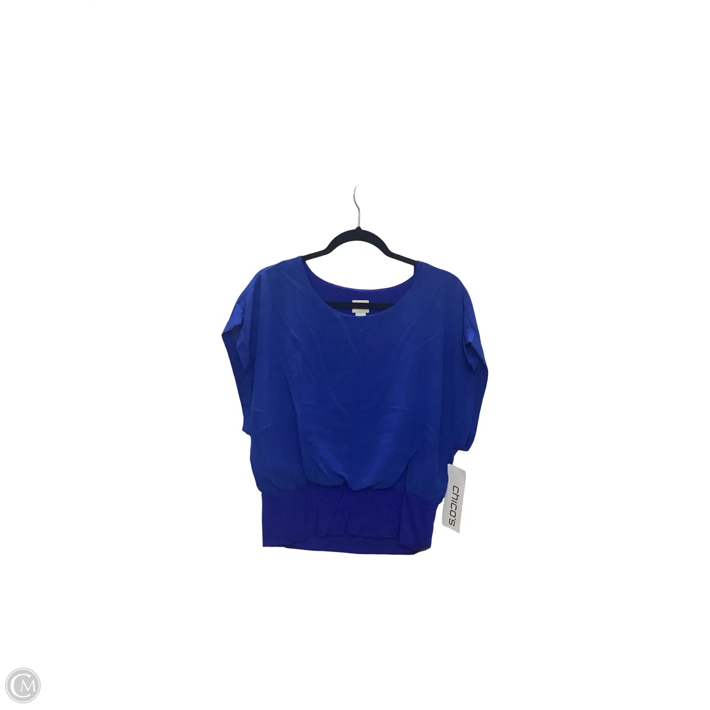 Blouse Short Sleeve By Chicos In Blue, Size: 0