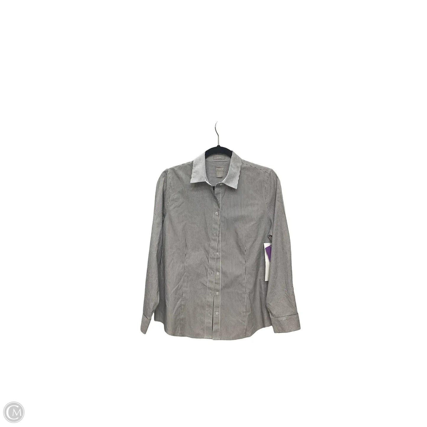 Blouse Long Sleeve By Chicos In Striped Pattern, Size: 0