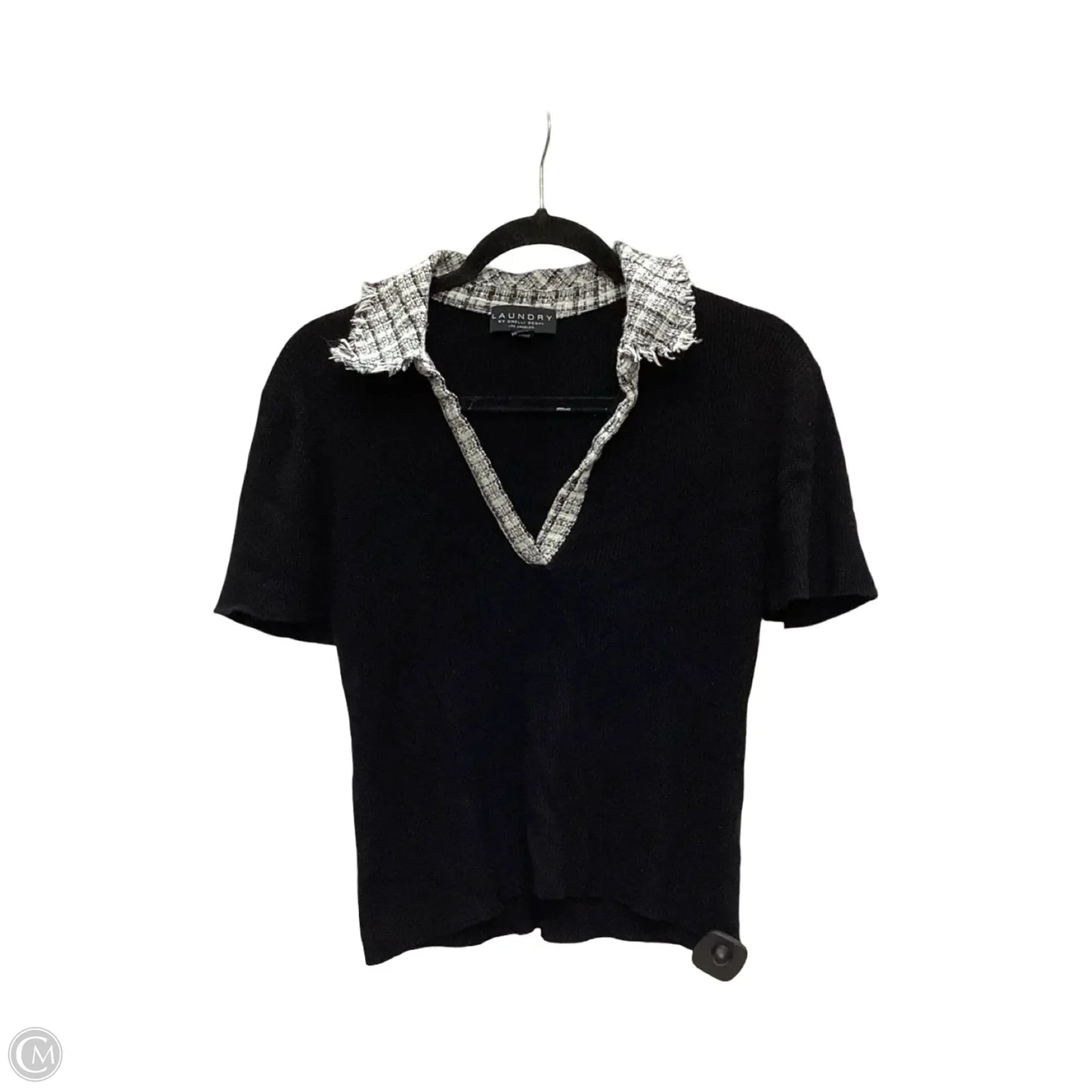Blouse Short Sleeve By Laundry by Shelli Segal In Black, Size: S