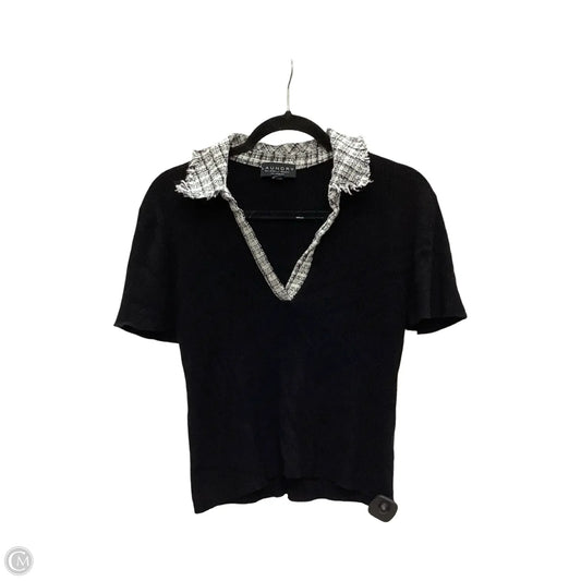 Blouse Short Sleeve By Laundry by Shelli Segal In Black, Size: S
