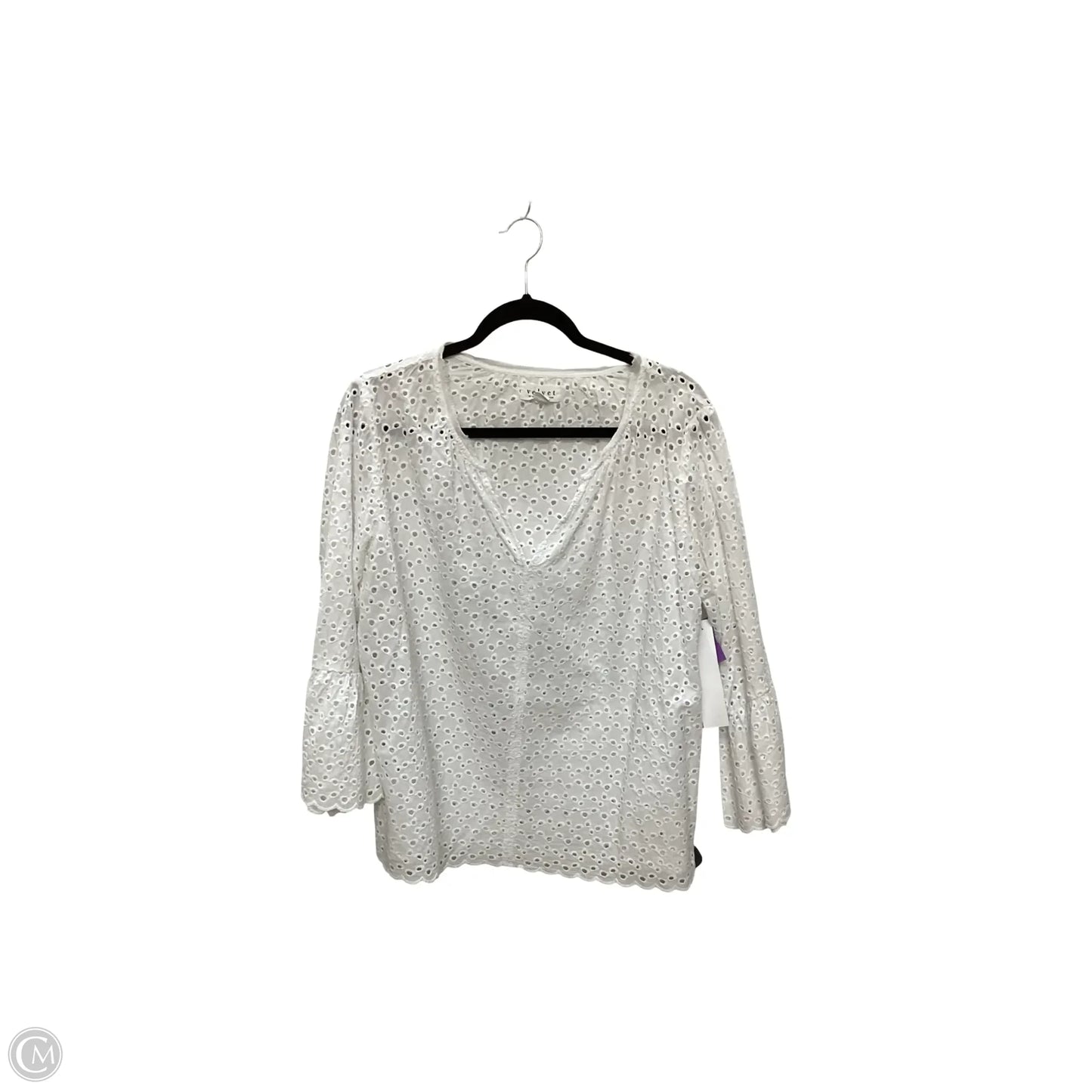 Blouse 3/4 Sleeve By Velvet By Graham & Spencer In White, Size: Xl