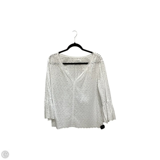 Blouse 3/4 Sleeve By Velvet By Graham & Spencer In White, Size: L