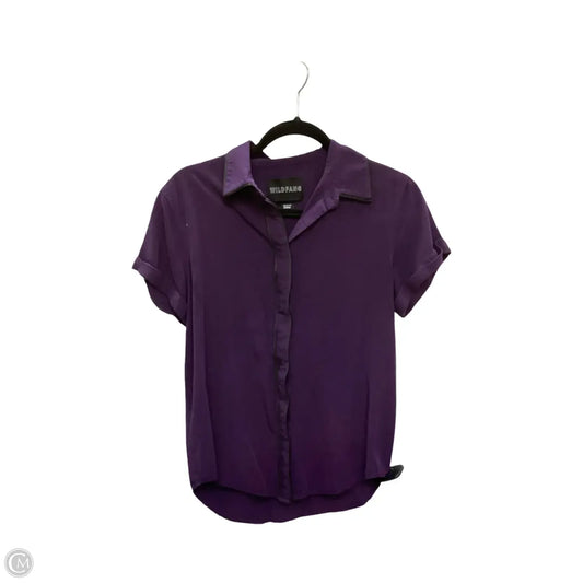 Designer Blouse Short Sleeve By Wildfang In Purple, Size: Xs