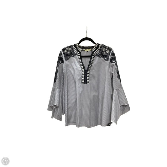 Designer Blouse 3/4 Sleeve By Kobi Halpern In Striped Pattern, Size: L