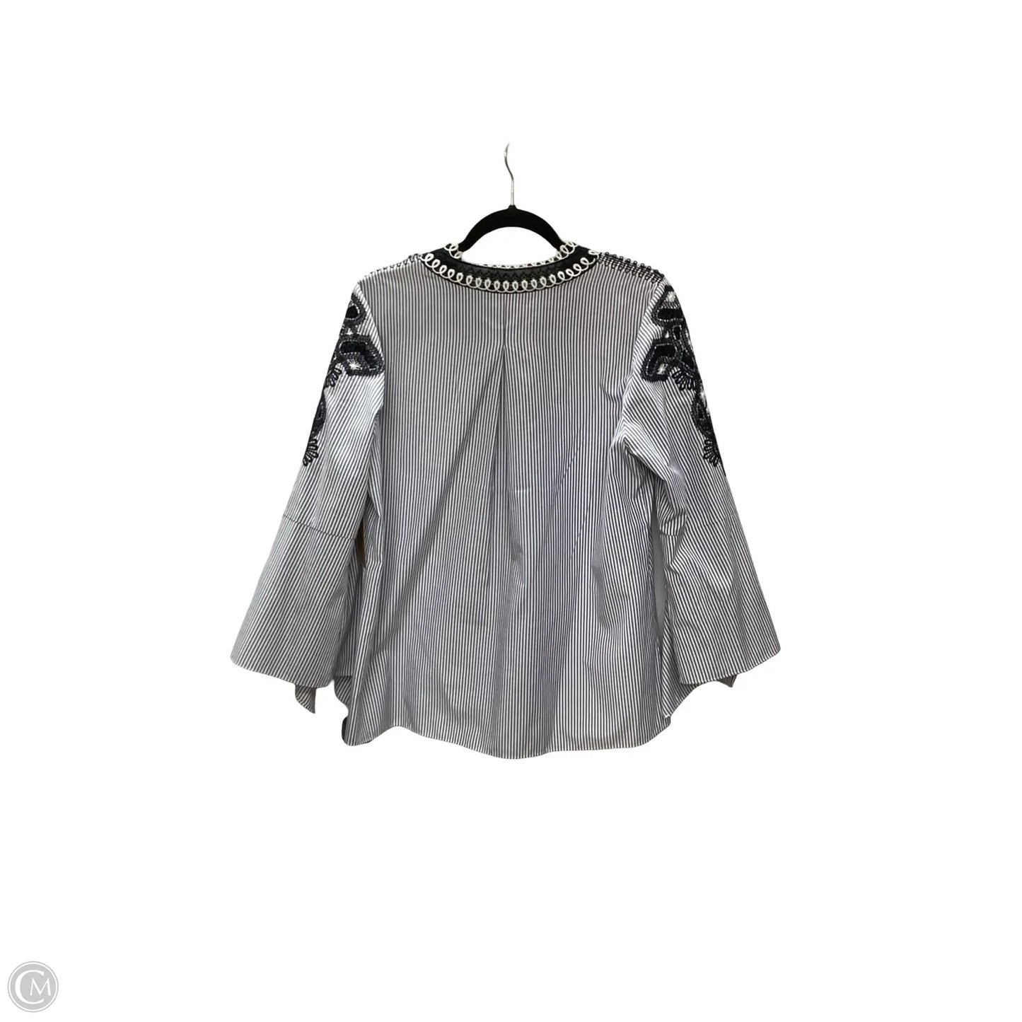 Designer Blouse 3/4 Sleeve By Kobi Halpern In Striped Pattern, Size: L