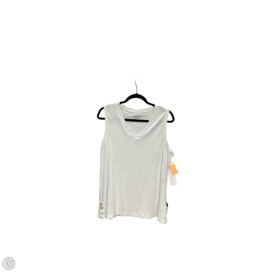 Top Sleeveless By Chicos In White, Size: L