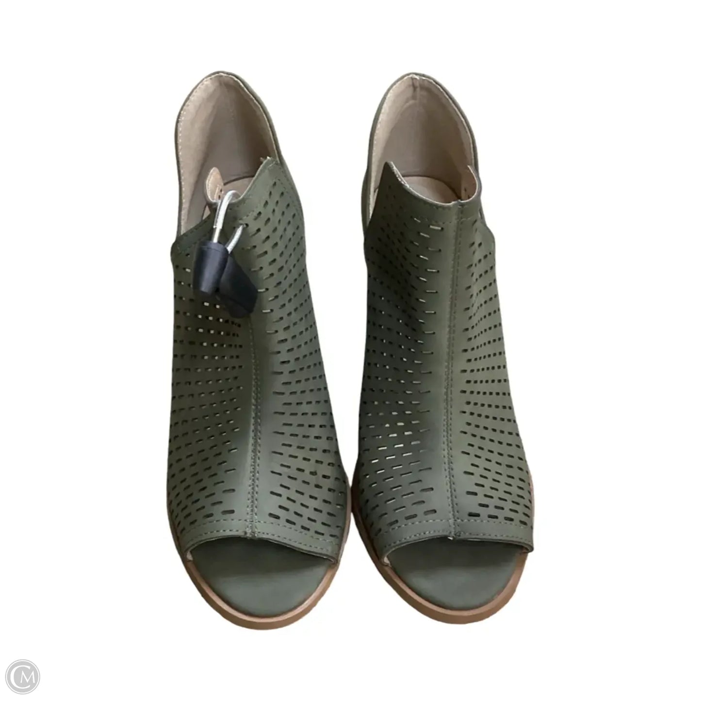 Sandals Heels Block By Restricted In Green, Size: 9