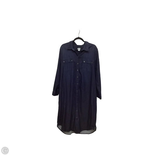 Dress Casual Midi By Chicos In Blue Denim, Size: Xl