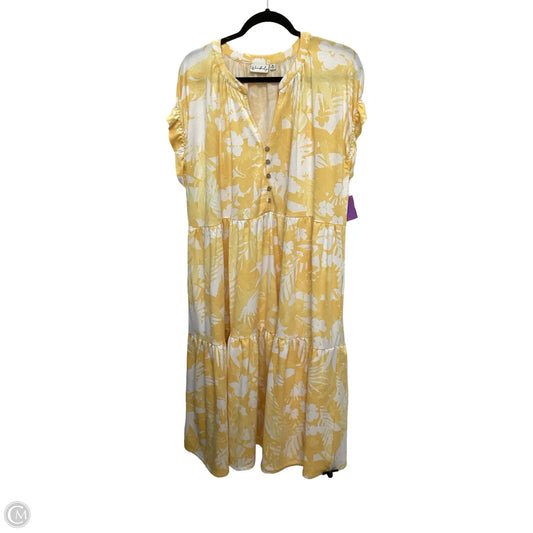 Dress Casual Maxi By Wonderly In White & Yellow, Size: 2x