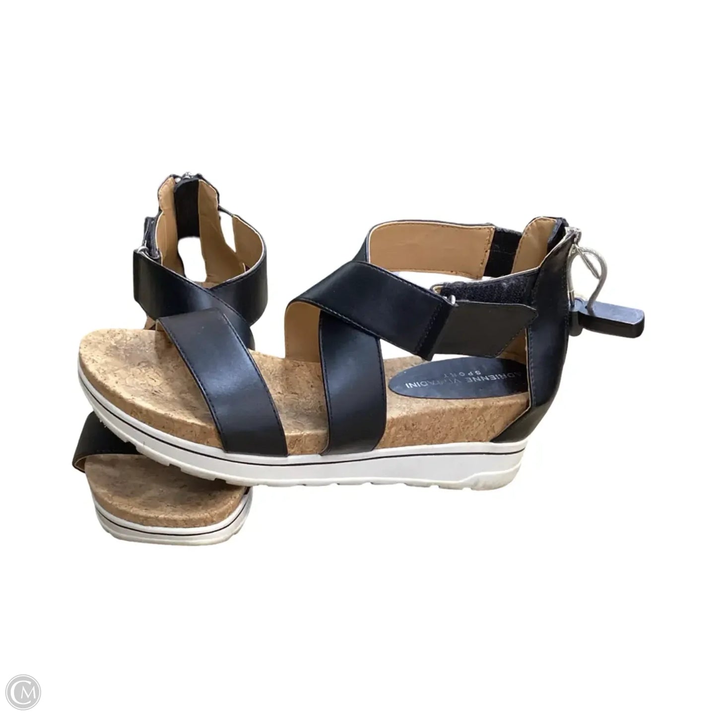 Sandals Heels Wedge By Adrienne Vittadini In Black, Size: 8