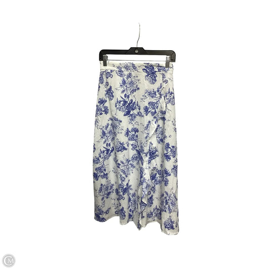 Skirt Midi By Clothes Mentor In Blue & White, Size: L