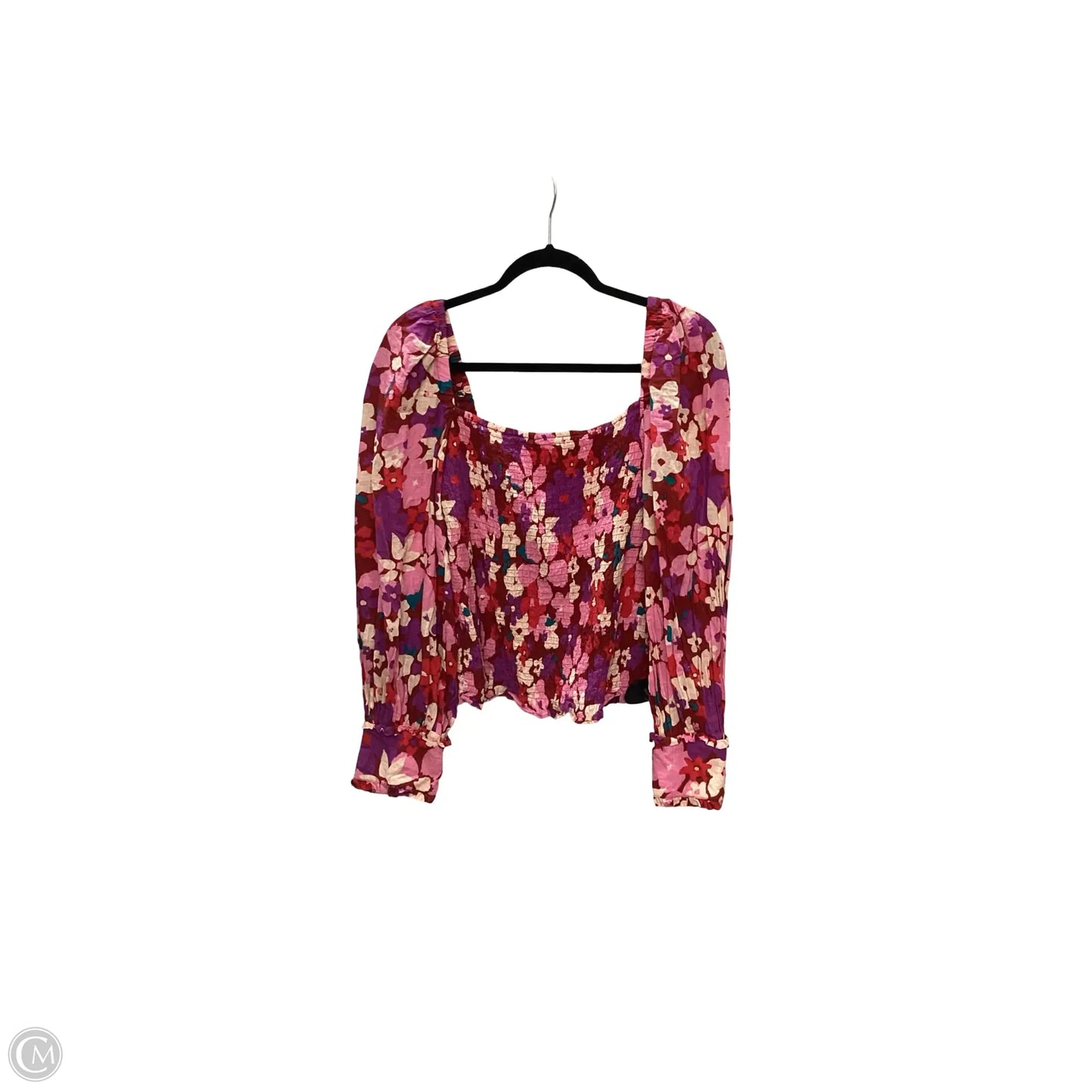 Blouse Long Sleeve By Free People In Floral Print, Size: L