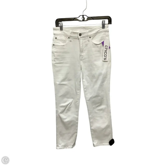 Jeans Straight By Chicos In White Denim, Size: Xs
