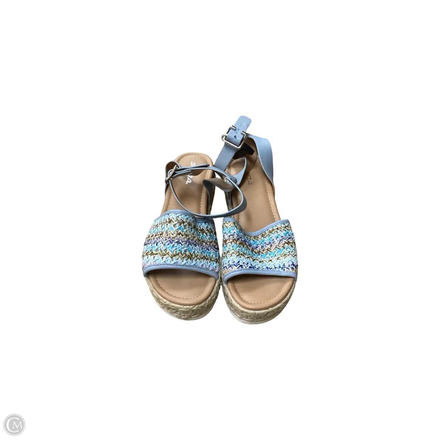 Sandals Heels Wedge By Soda In Blue, Size: 10