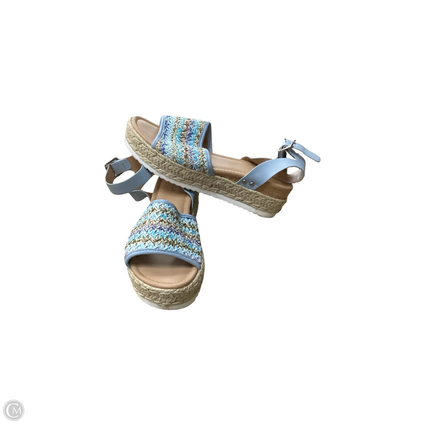 Sandals Heels Wedge By Soda In Blue, Size: 10