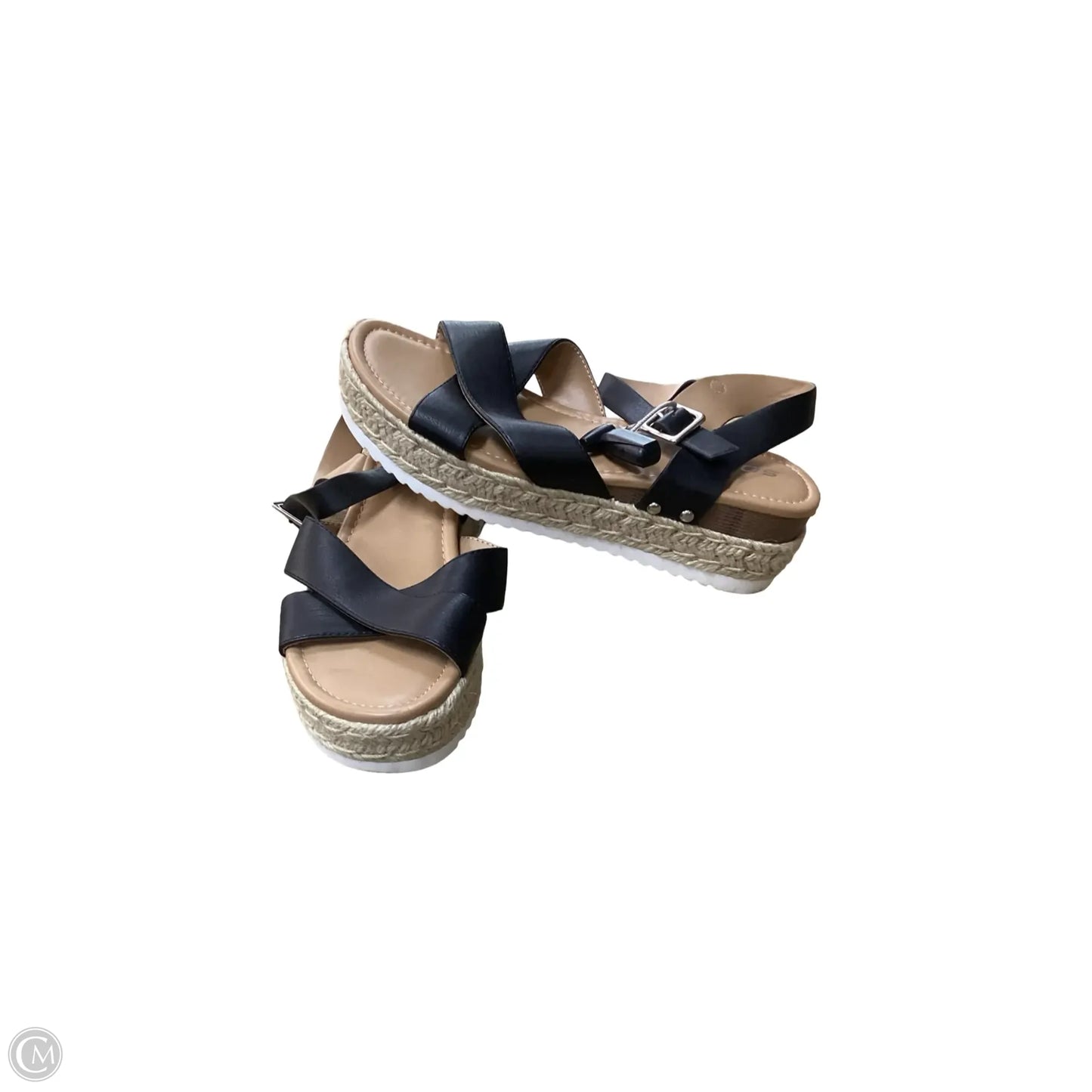 Sandals Heels Wedge By Soda In Black, Size: 10