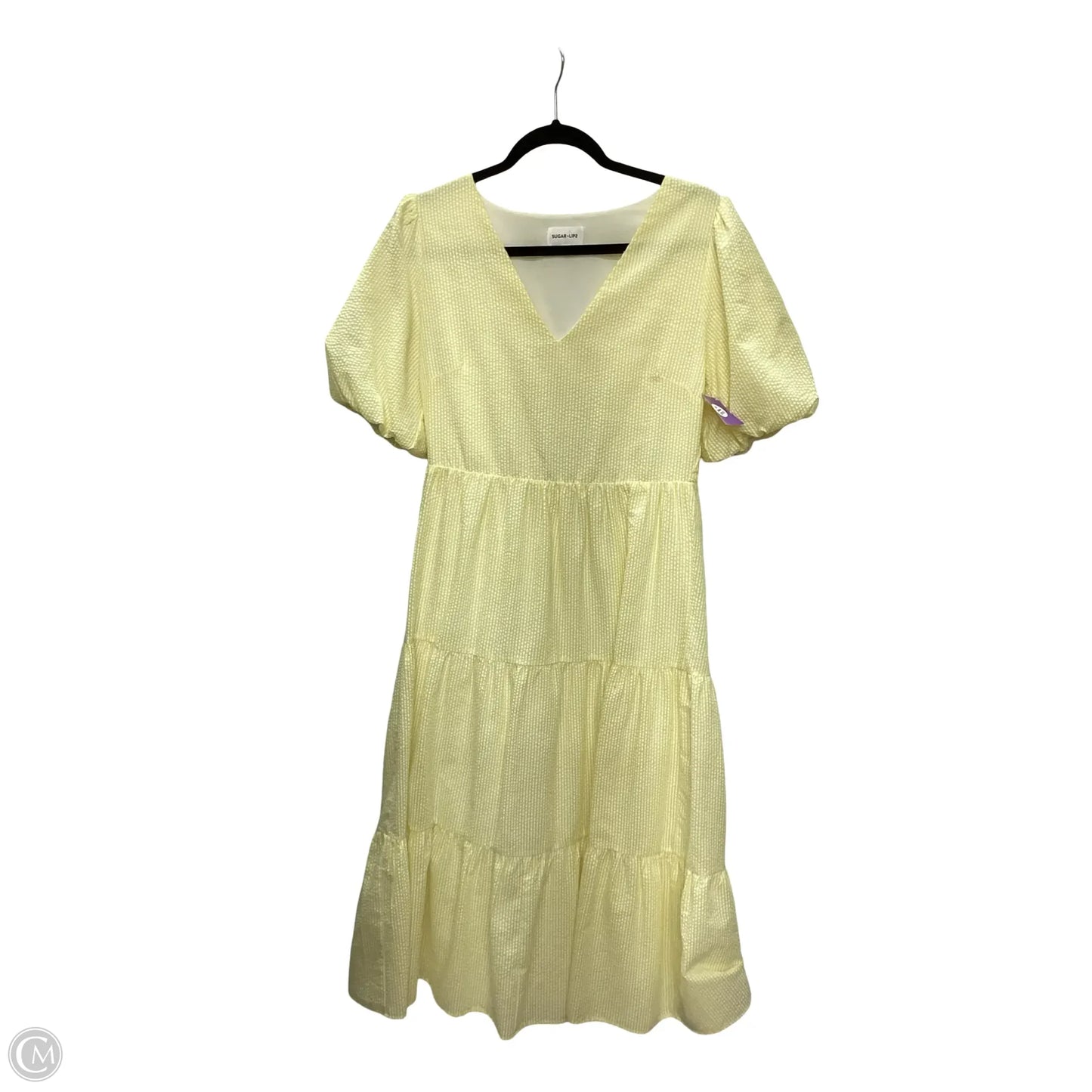 Dress Casual Maxi By Sugar Lips In White & Yellow, Size: M