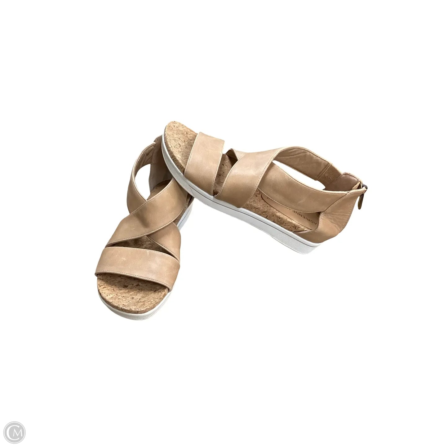 Sandals Heels Block By Adrienne Vittadini In Tan, Size: 6.5