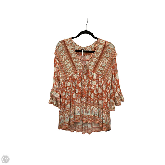 Blouse 3/4 Sleeve By Free People In Orange, Size: Xs