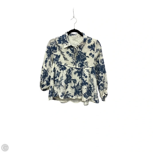 Top Long Sleeve By &merci In Blue & White, Size: S
