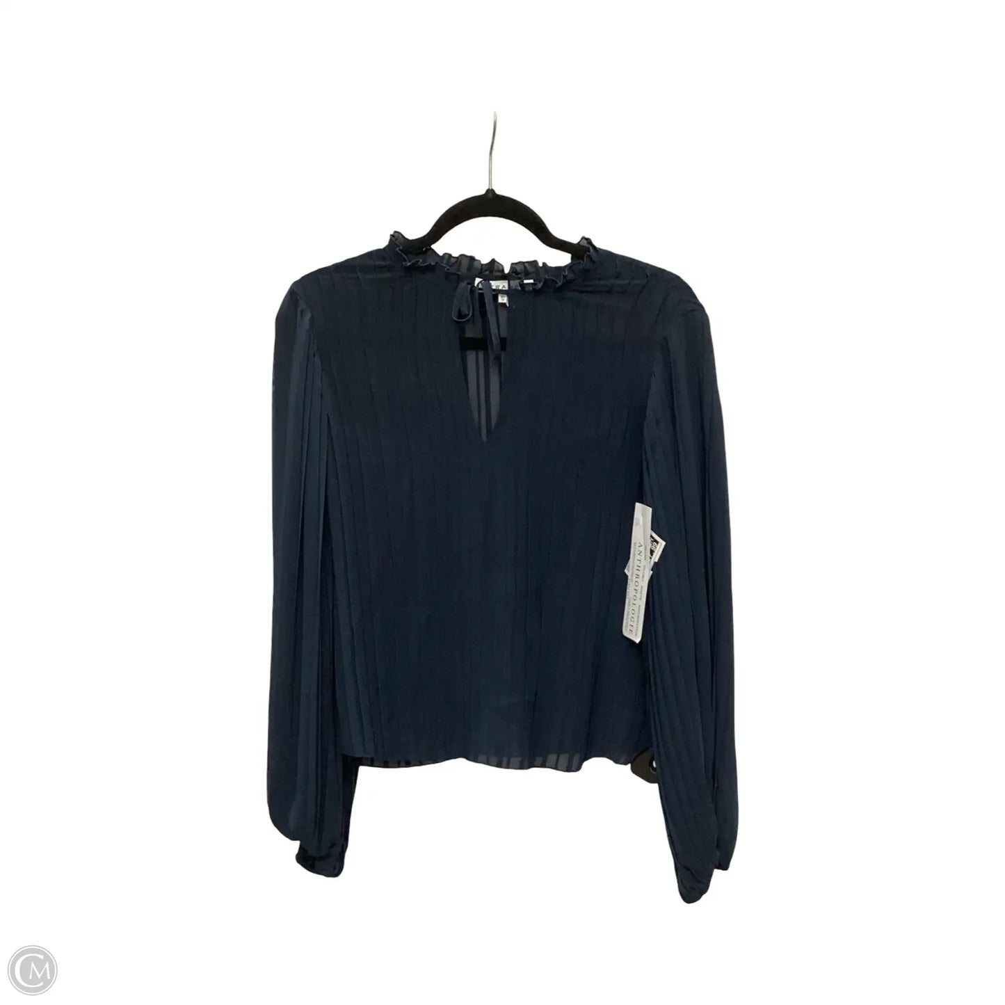 Blouse Long Sleeve By Frame In Navy, Size: Xs