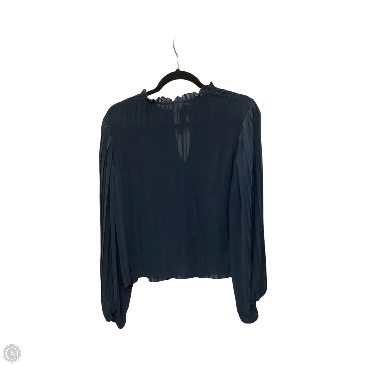 Blouse Long Sleeve By Frame In Navy, Size: Xs