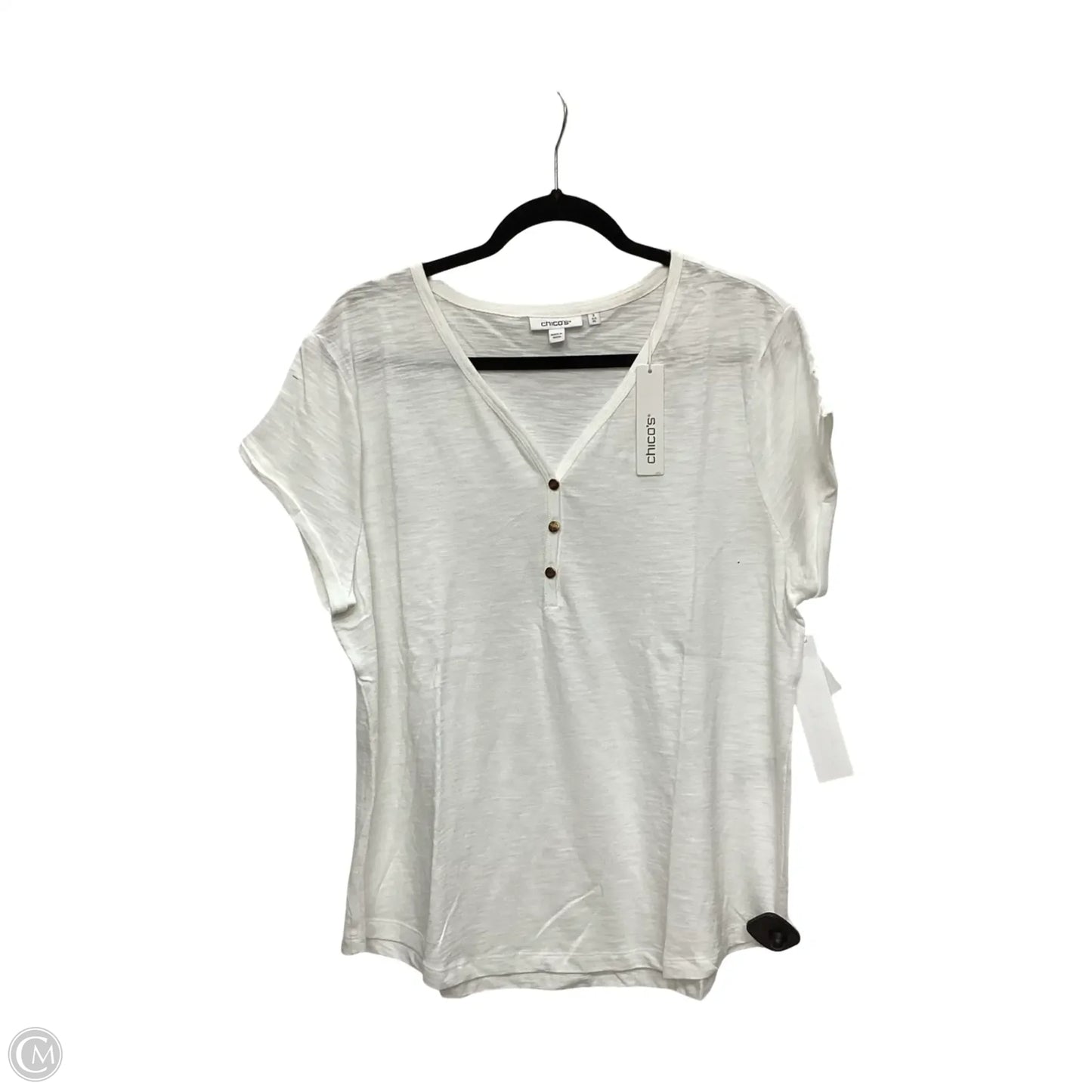 Blouse Short Sleeve By Chicos In White, Size: Xl