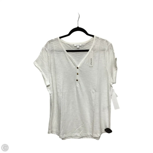 Blouse Short Sleeve By Chicos In White, Size: Xl