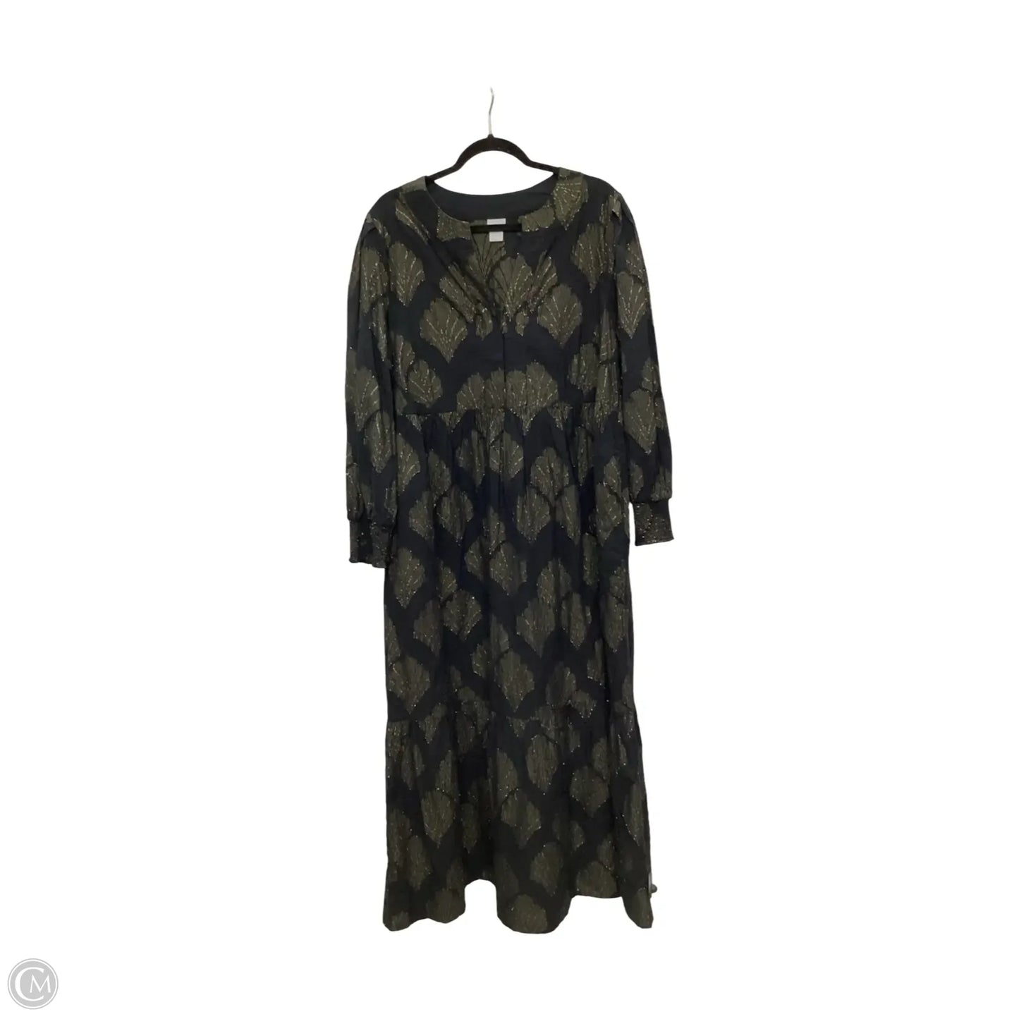 Dress Casual Maxi By Chicos In Black & Gold, Size: Xl