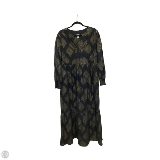 Dress Casual Maxi By Chicos In Black & Gold, Size: Xl