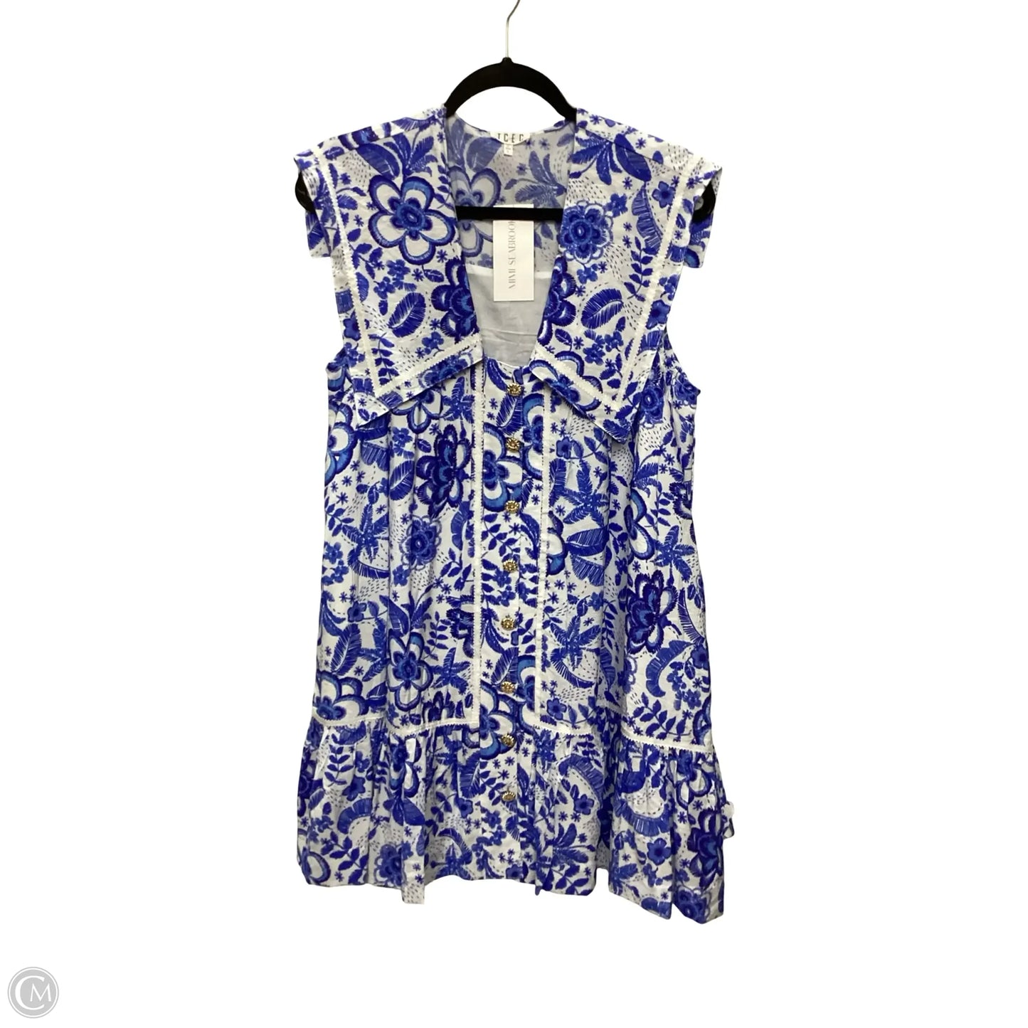 Dress Casual Short By Tcec In Blue & White, Size: L