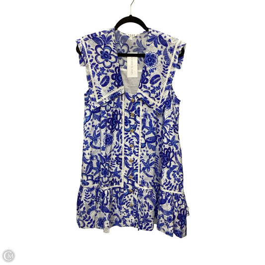 Dress Casual Short By Tcec In Blue & White, Size: L