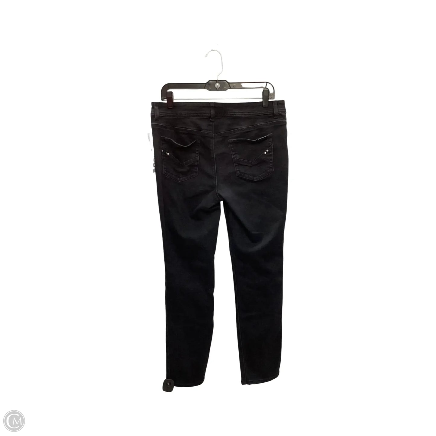 Jeans Straight By Chicos In Black Denim, Size: M