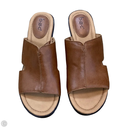 Sandals Heels Wedge By Boc In Brown, Size: 9
