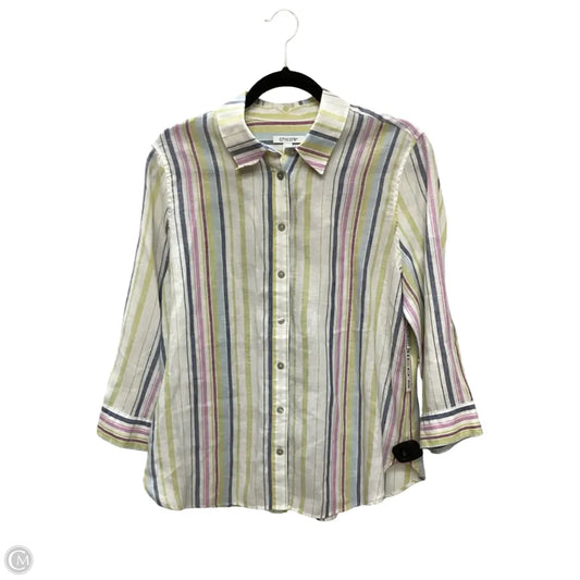 Blouse 3/4 Sleeve By Chicos In Striped Pattern, Size: M