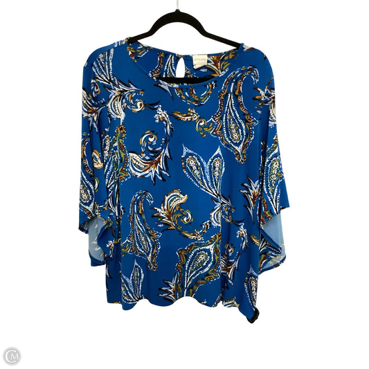 Blouse 3/4 Sleeve By Chicos In Blue, Size: Xl