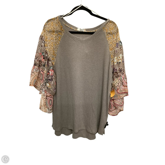 Blouse Short Sleeve By Umgee In Brown, Size: 1x