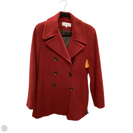 Coat Peacoat By Calvin Klein In Red, Size: 8