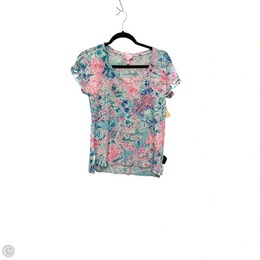 Top Short Sleeve Designer By Lilly Pulitzer In Blue, Size: M