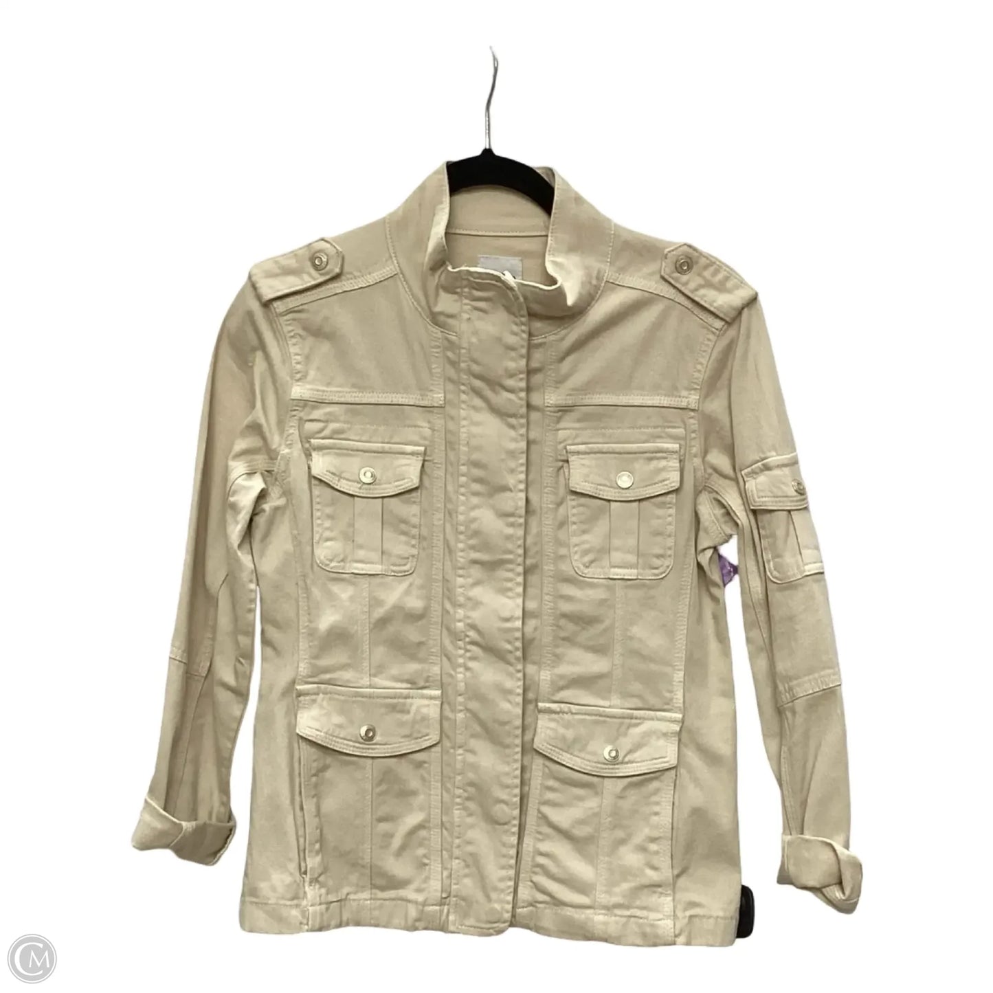 Jacket Denim By Clothes Mentor In Cream Denim, Size: S