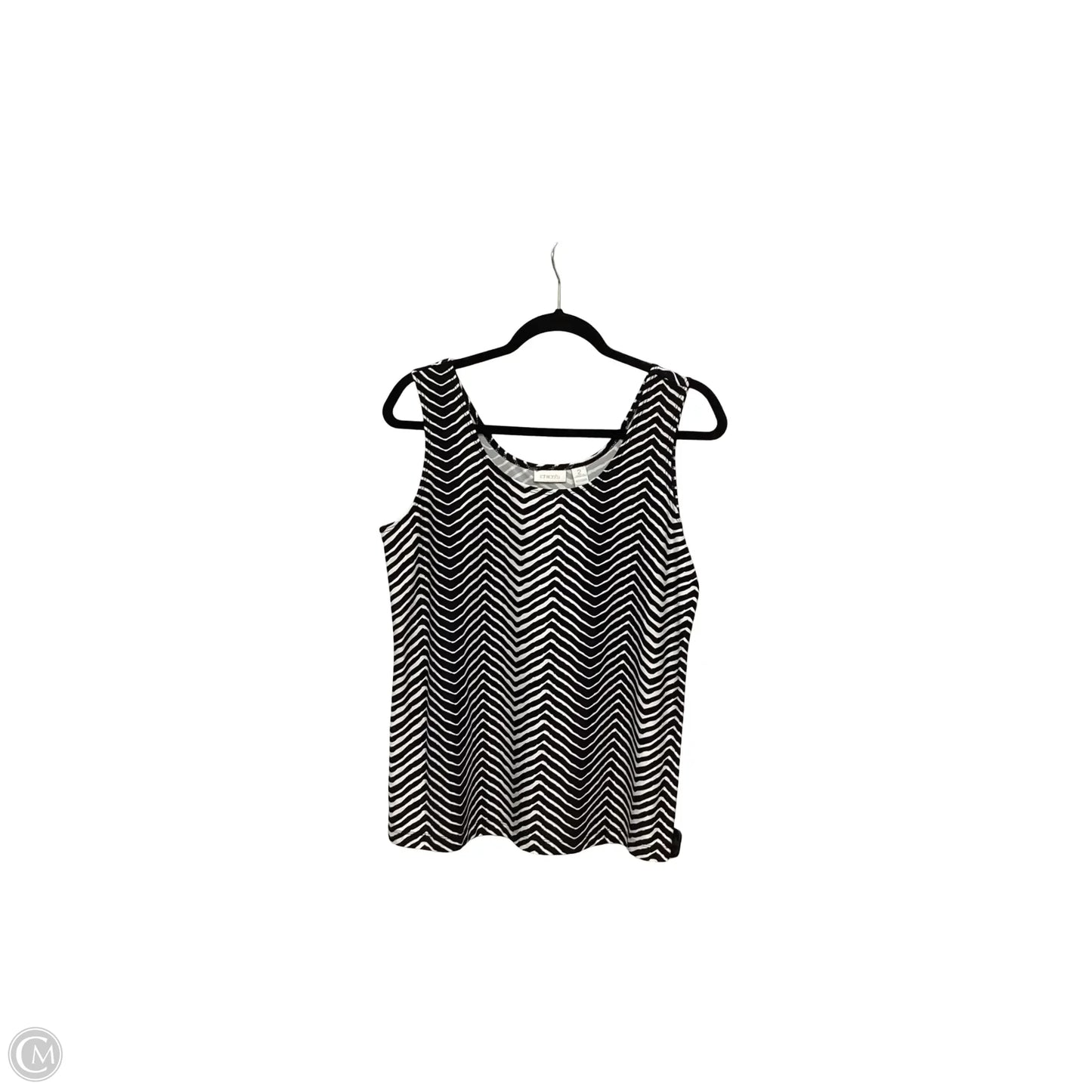 Blouse Sleeveless By Chicos In Black & White, Size: L