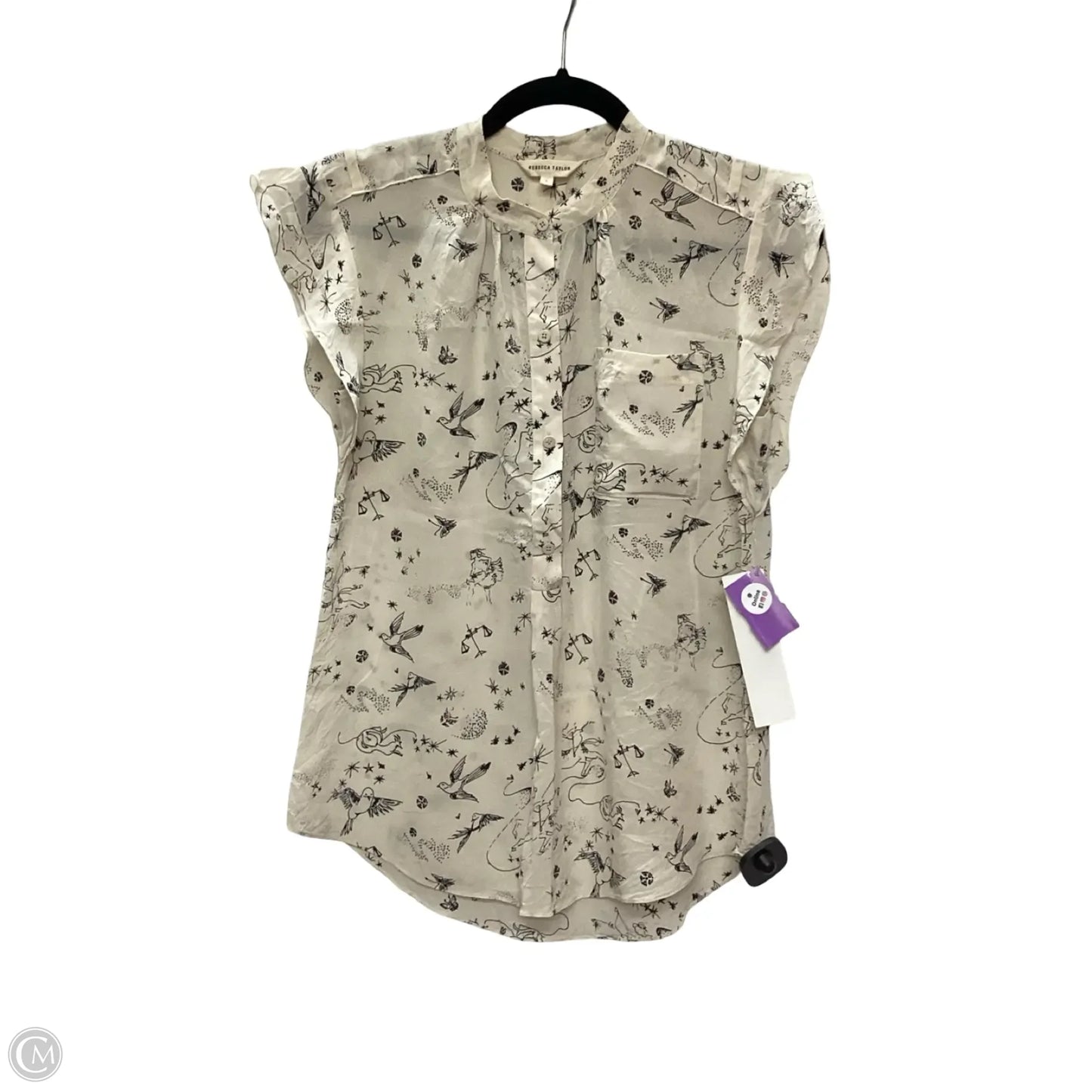 Blouse Short Sleeve By Rebecca Taylor In Cream, Size: 2