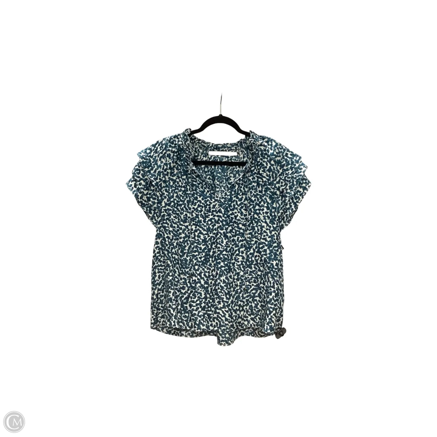 Designer Blouse Short Sleeve By Marie Oliver In Blue, Size: M