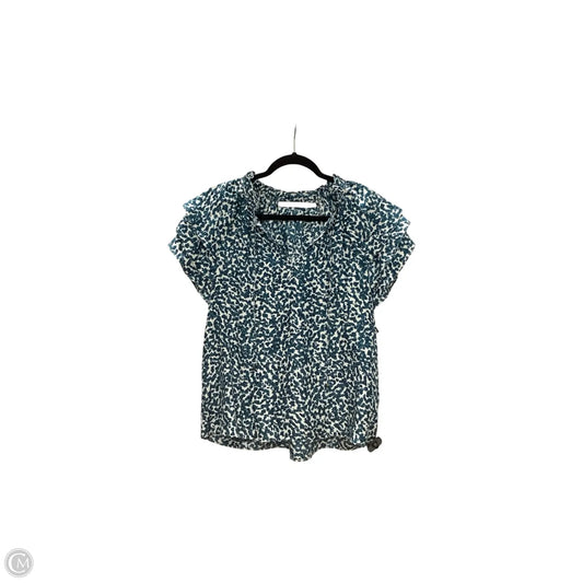 Designer Blouse Short Sleeve By Marie Oliver In Blue, Size: M