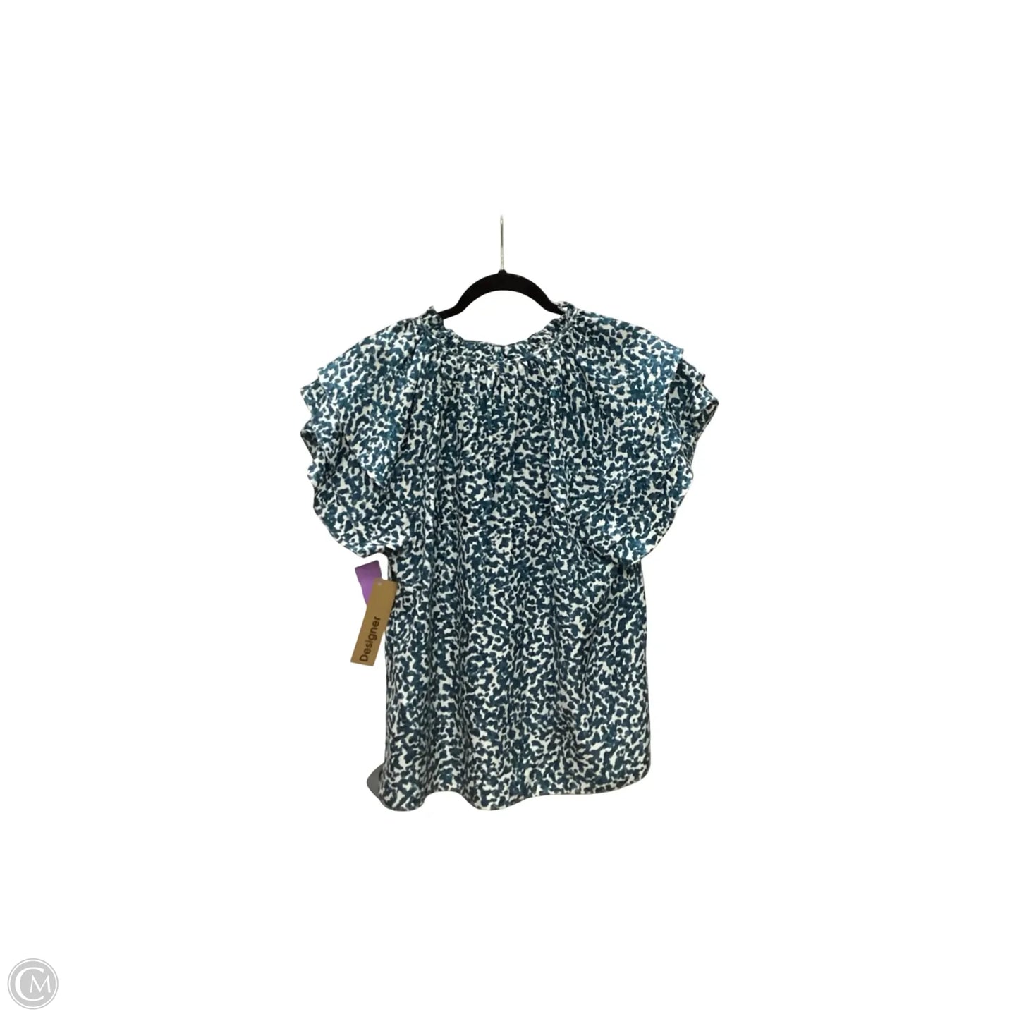 Designer Blouse Short Sleeve By Marie Oliver In Blue, Size: M